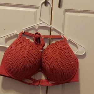 Rose knit bikini top